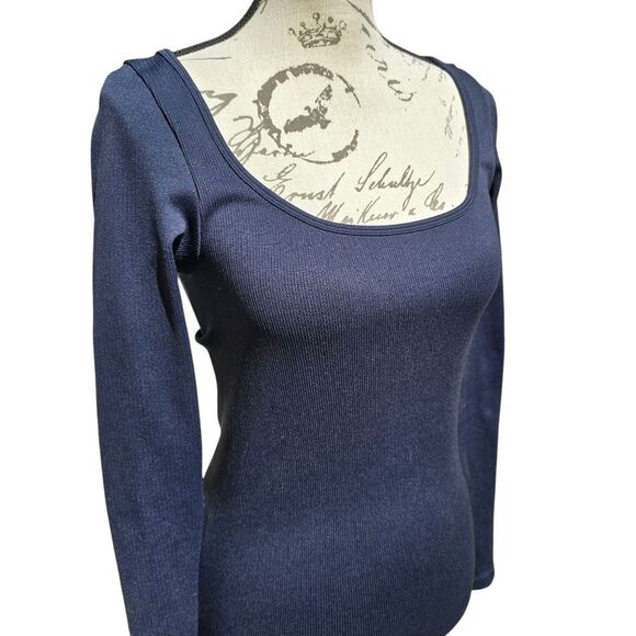 SUNDAY BEST -779 Aritzia Delta Sinch Seamless Long Sleeve Ribbed Dress Navy M - Picture 5 of 9